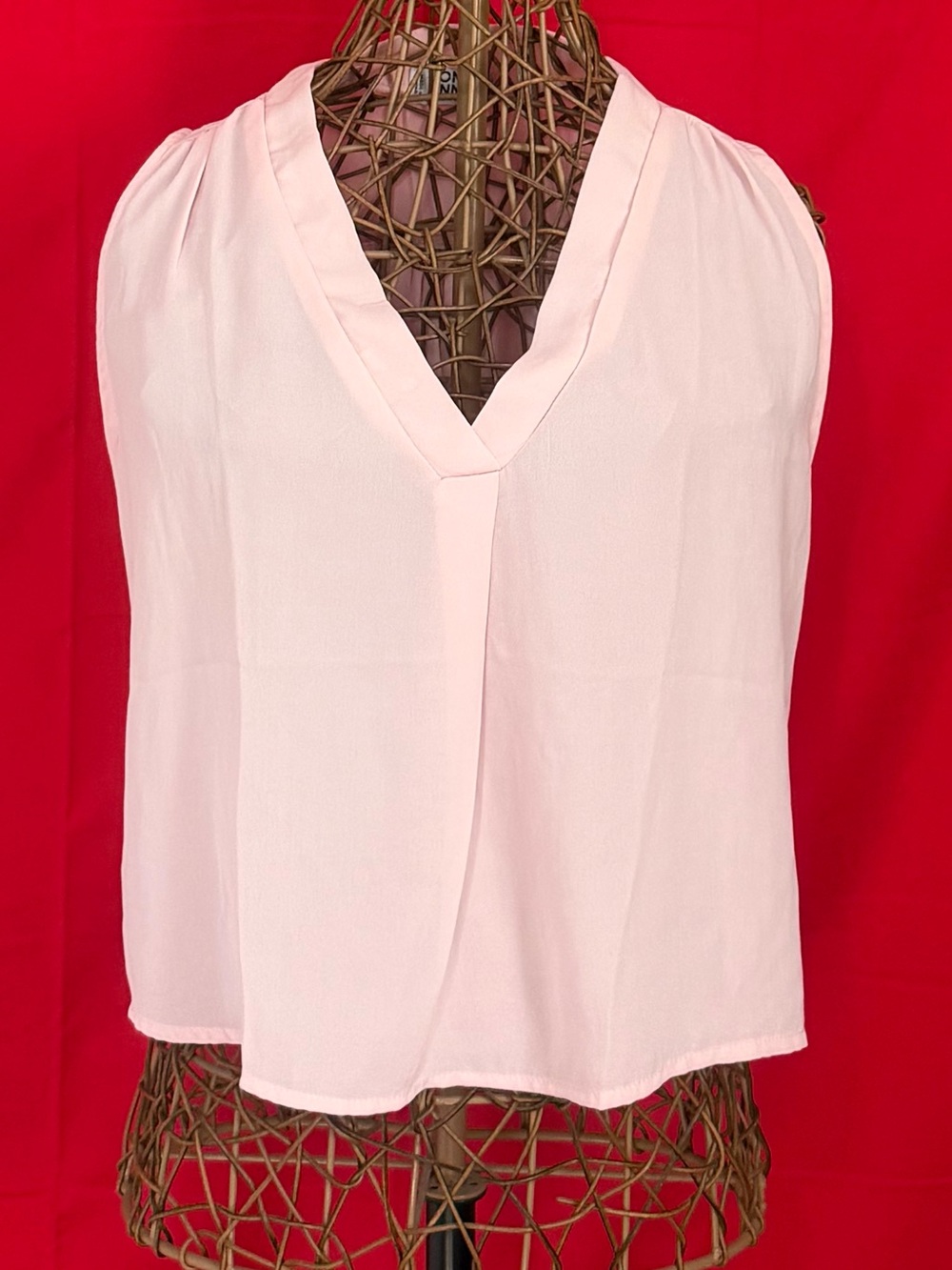 Anna Soft Light Pink Sleeveless Blouse
